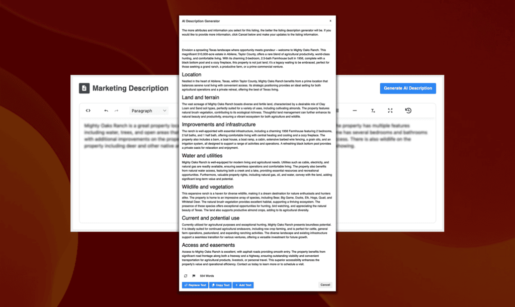 REALSTACK’s AI Listing Description Generator