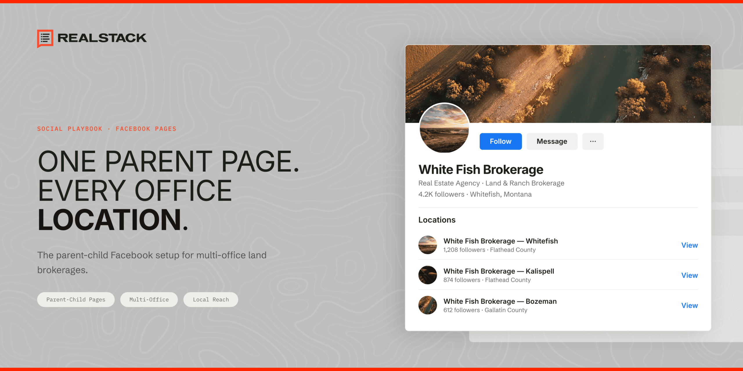 FB Page structures for multi-location brokerages